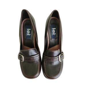 LEI brown faux leather Mary Jane Shoes sz 8 buckle detail Y2K Witchy Academia